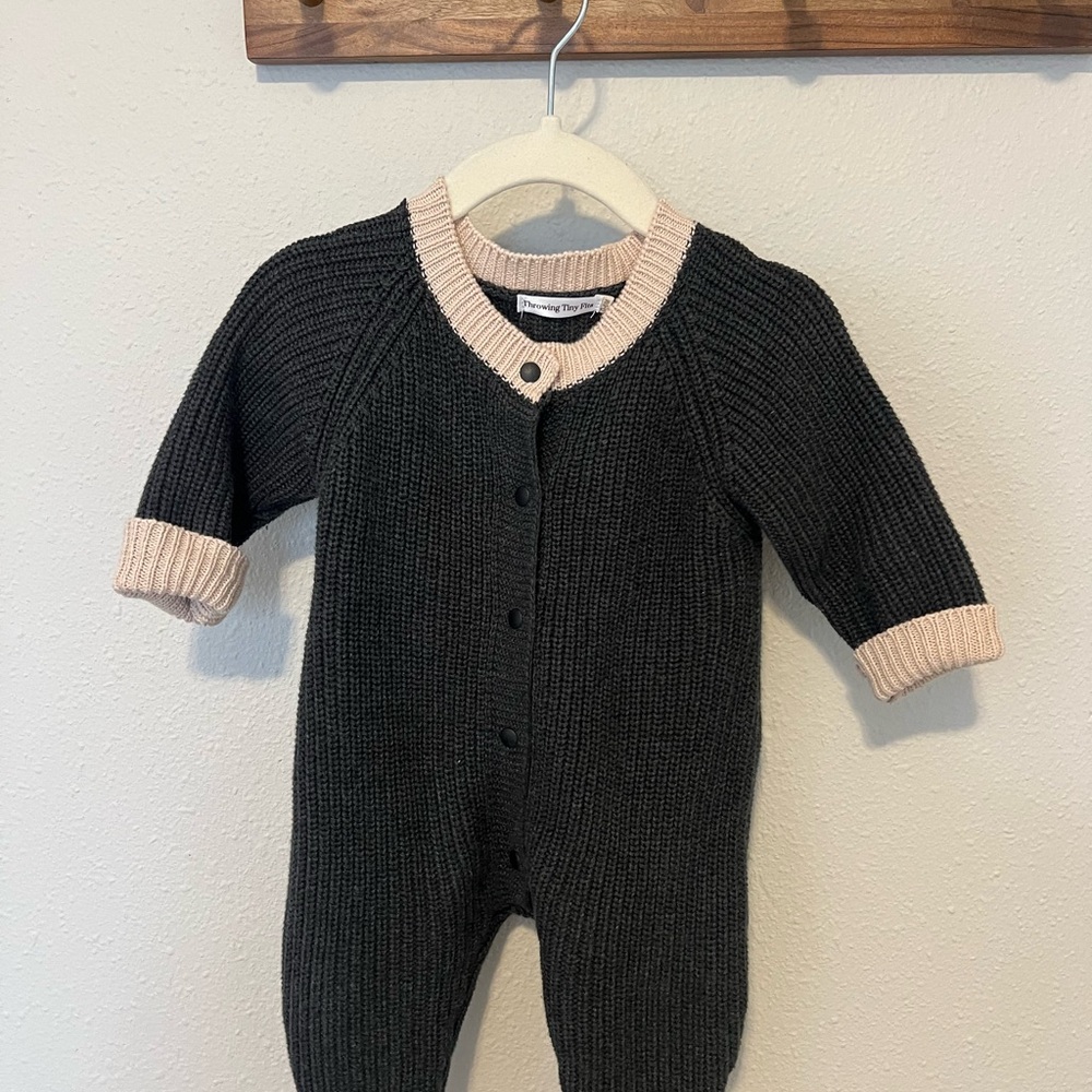 Cozy Black and Cream Baby Knit One Piece